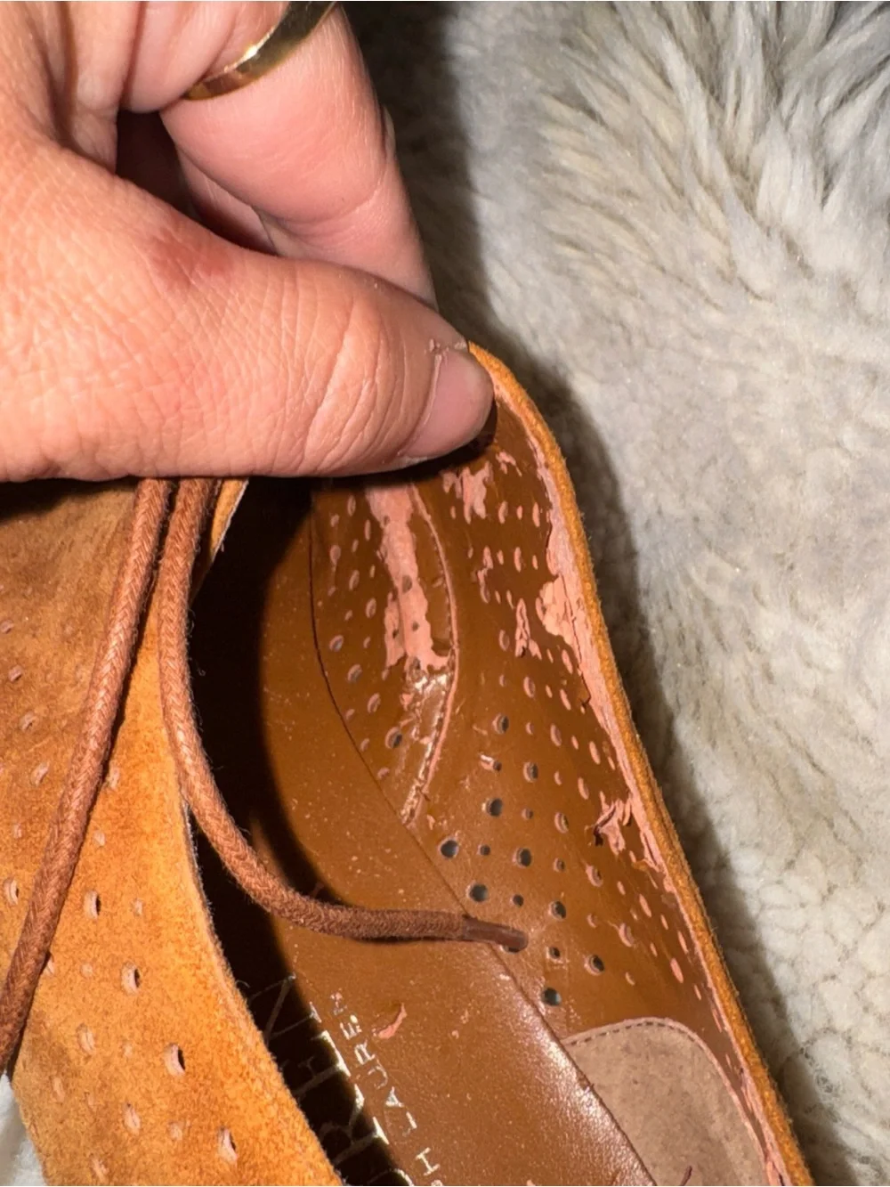 Ralph Lauren Women’s Brown Suede Lace-Up Oxford Flats Round Toe Logo US 6